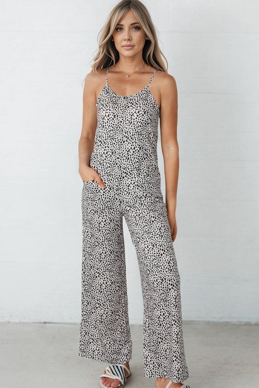 Elegant Printed Spaghetti Strap Jumpsuit with Pockets - adritiX