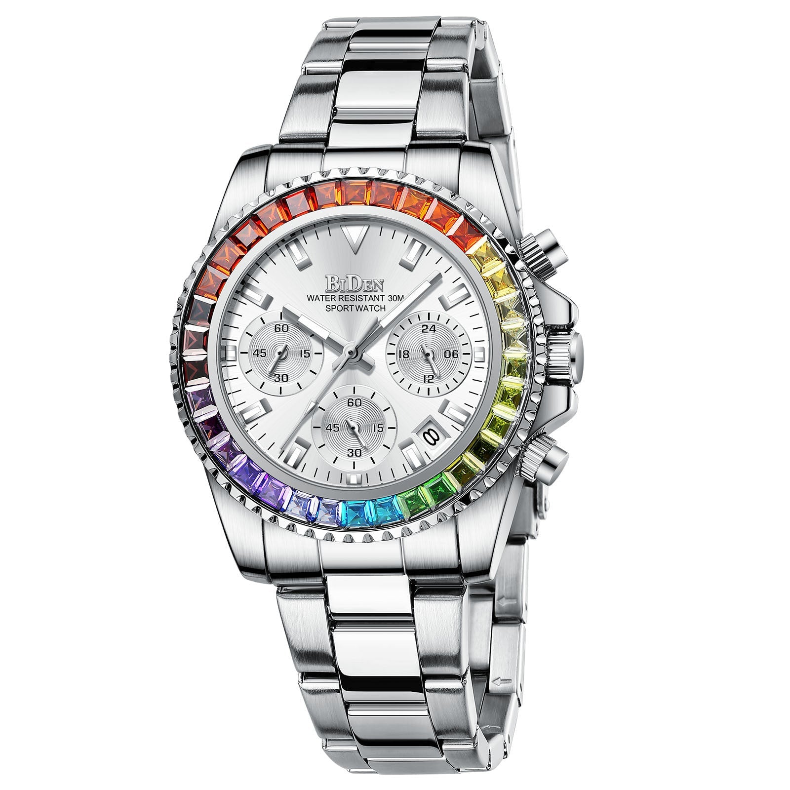 Fashion Steel Band Business Ladies Trend Colored Diamond Watch - adritiX