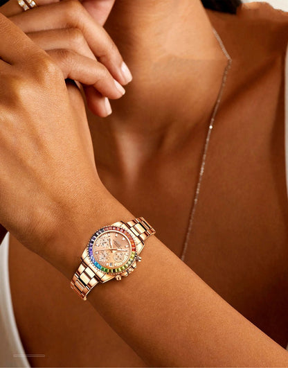 Fashion Steel Band Business Ladies Trend Colored Diamond Watch - adritiX