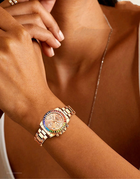 Fashion Steel Band Business Ladies Trend Colored Diamond Watch - adritiX