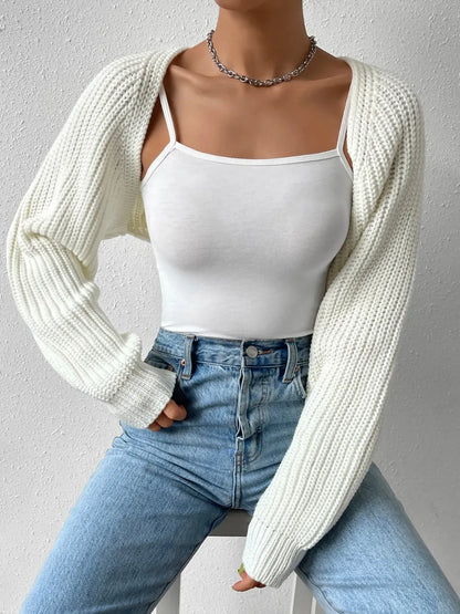 Honey Open Front Long Sleeve Cropped Cardigan - adritiX