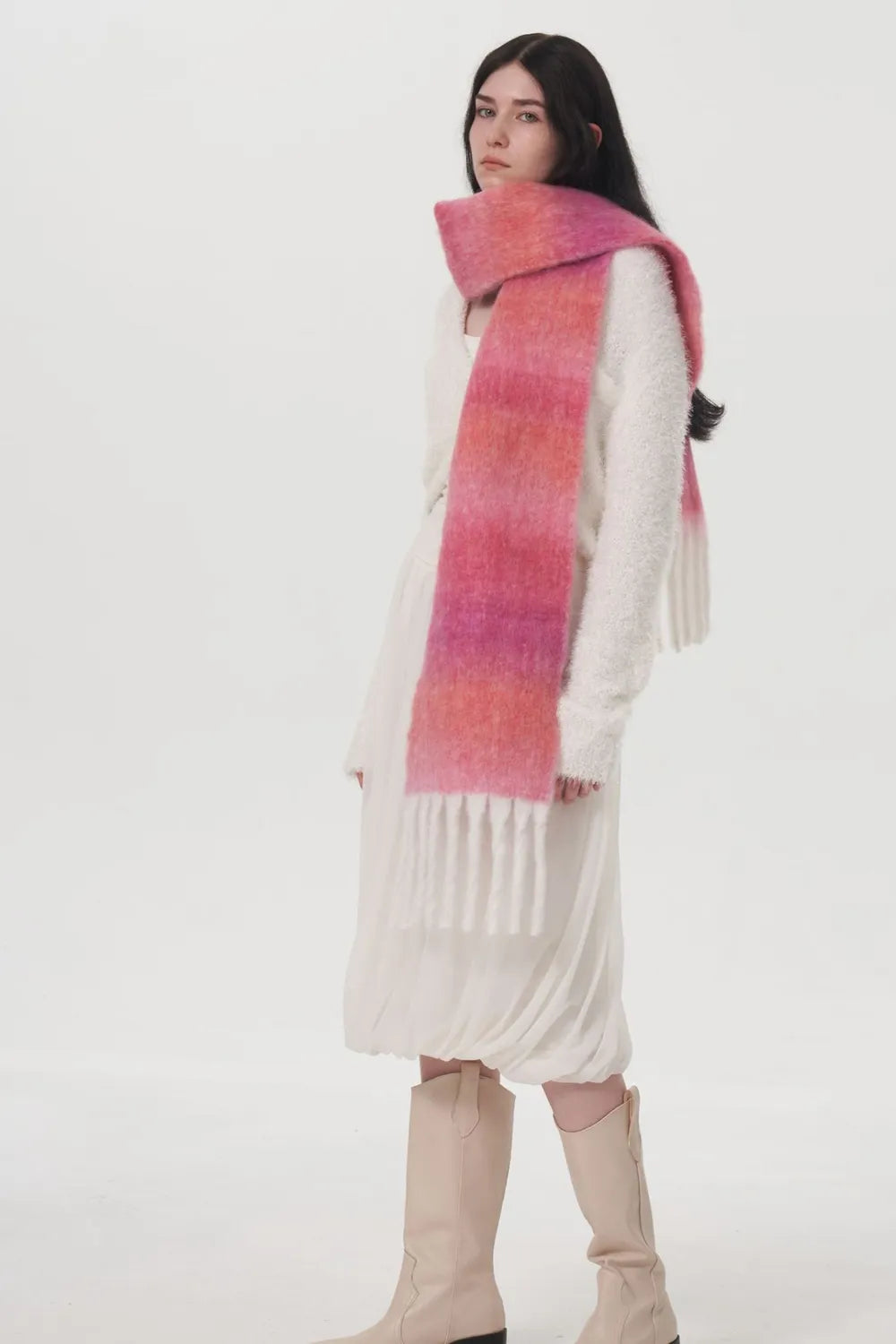 Fringe Gradient Thermal Scarf - adritiX