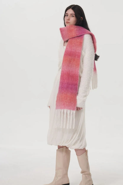 Fringe Gradient Thermal Scarf - adritiX