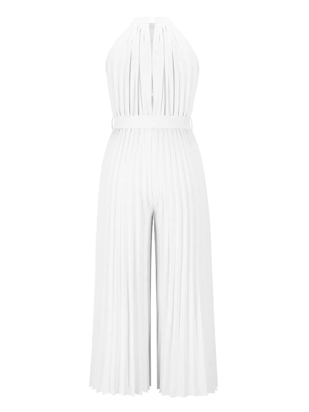 Elegant Cutout Tied Pleated Sleeveless Jumpsuit - adritiX