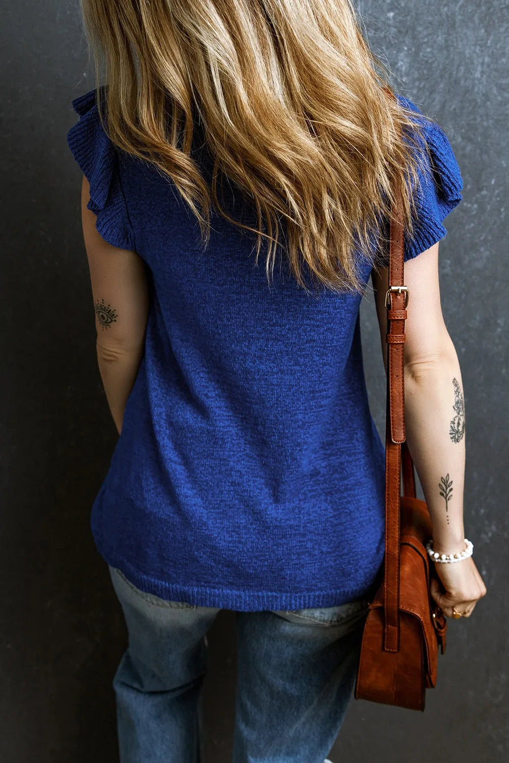 Ruffled Round Neck Knit Top - adritiX