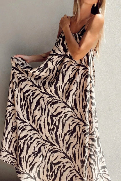 Abstract Print Tie Back Maxi Cami Dress - adritiX