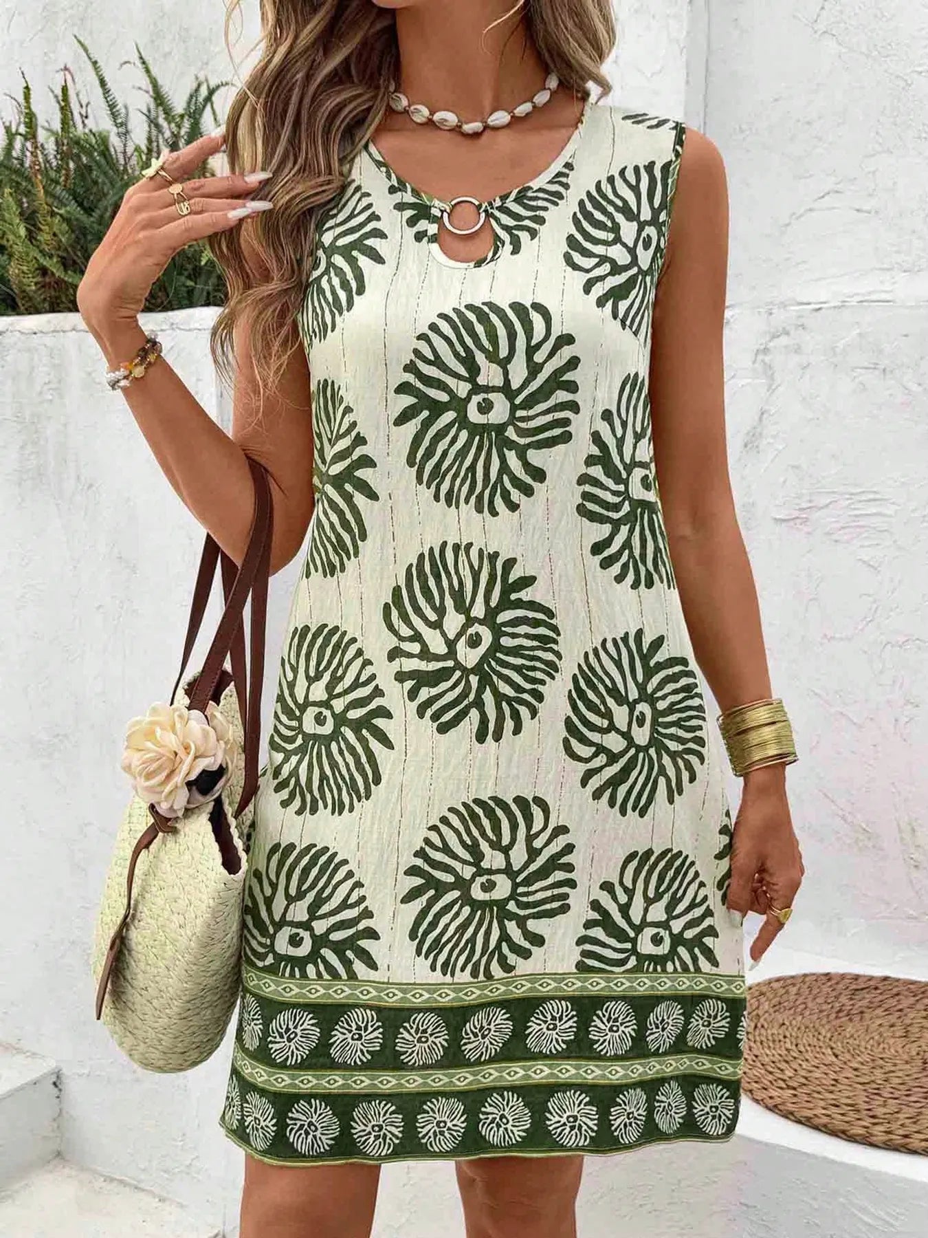 Floral Print Sleeveless Summer Mini Dress - adritiX