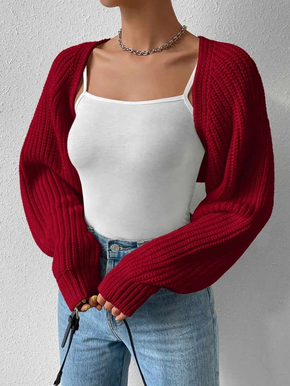 Honey Open Front Long Sleeve Cropped Cardigan - adritiX