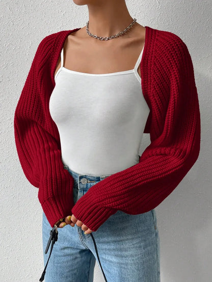 Honey Open Front Long Sleeve Cropped Cardigan - adritiX