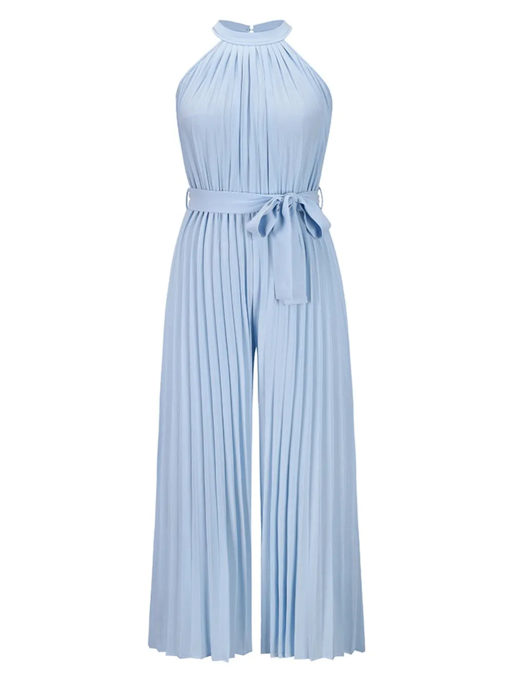 Elegant Cutout Tied Pleated Sleeveless Jumpsuit - adritiX
