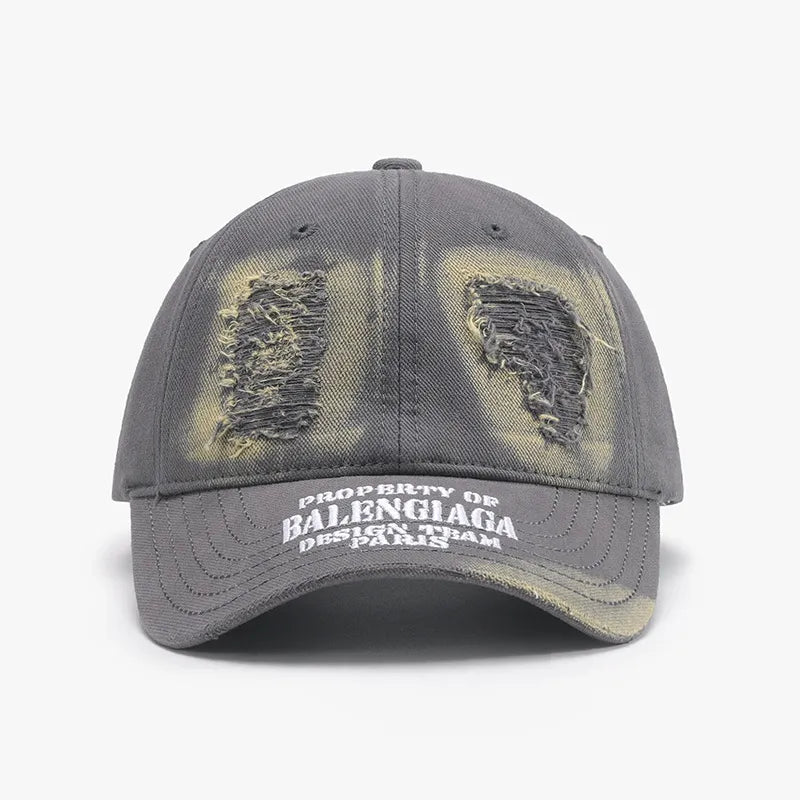 Distressed Letter Cotton Baseball Cap - adritiX