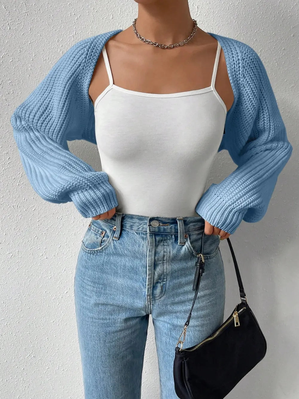 Honey Open Front Long Sleeve Cropped Cardigan - adritiX