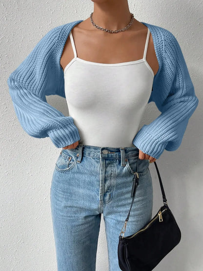 Honey Open Front Long Sleeve Cropped Cardigan - adritiX
