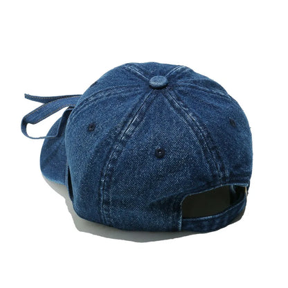 Washed Bow Denim Baseball Cap - adritiX