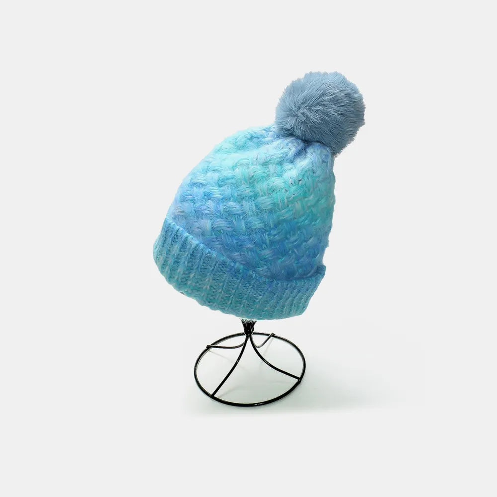 Gradient Knit Hat with Pompom - adritiX