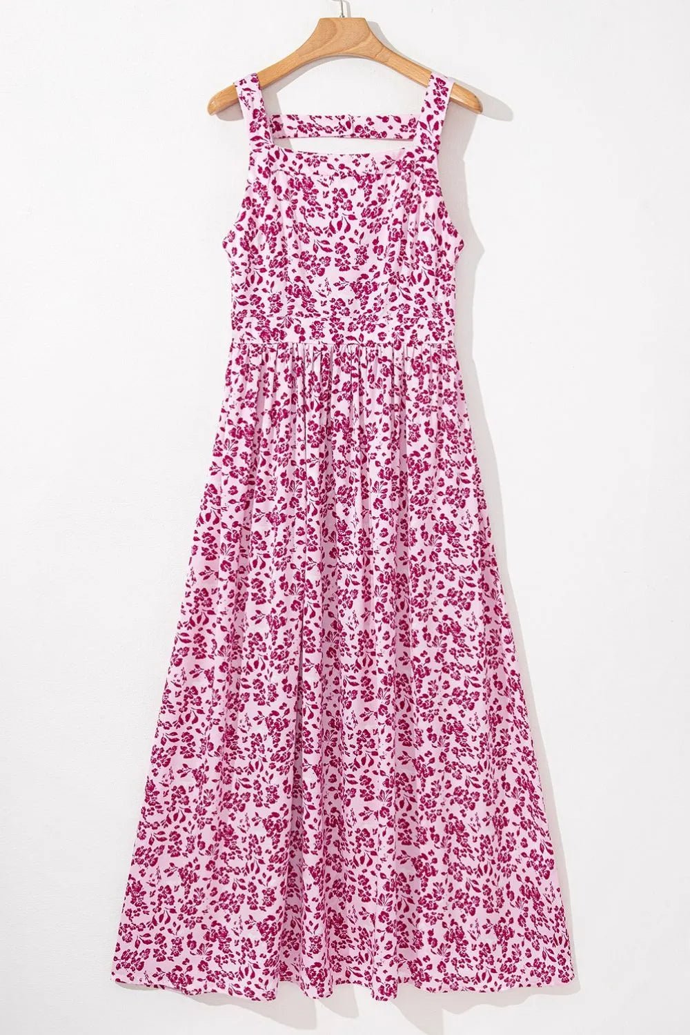 Floral Cutout Back Square Neck Maxi Dress - adritiX