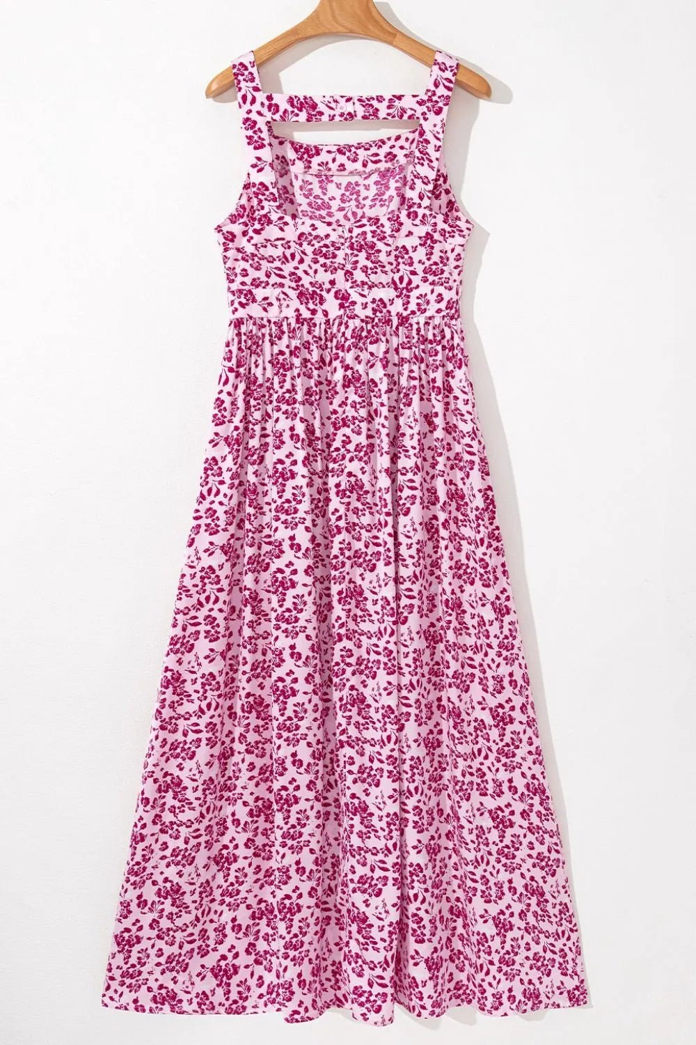 Floral Cutout Back Square Neck Maxi Dress - adritiX