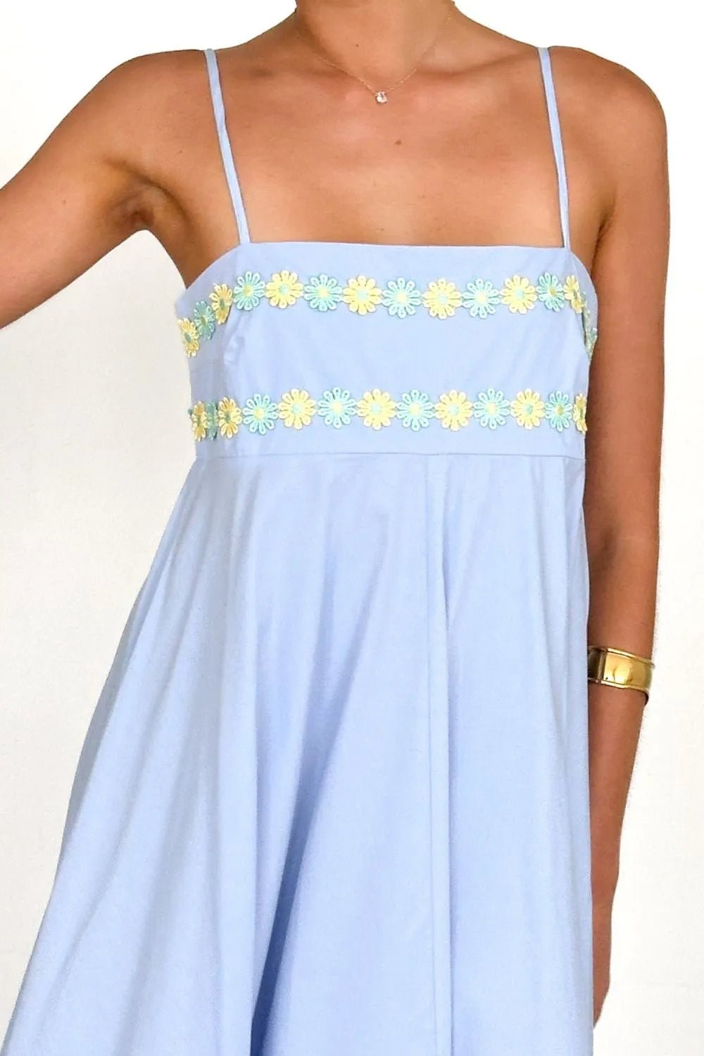 Floral Embroidered Spaghetti Strap Maxi Dress - adritiX