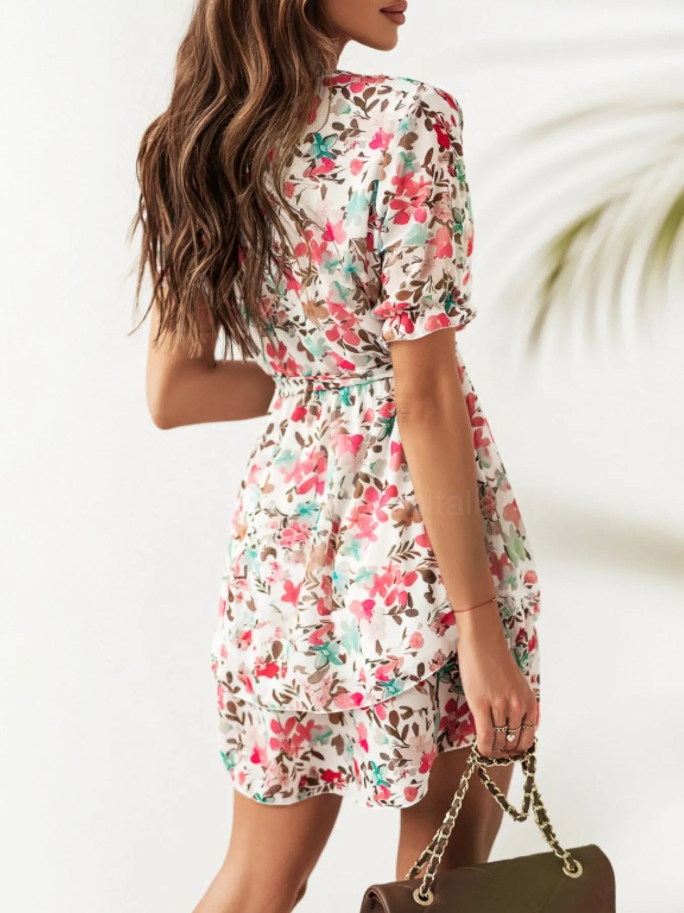 Floral Layered Mini Dress with Ruffle Hem - adritiX