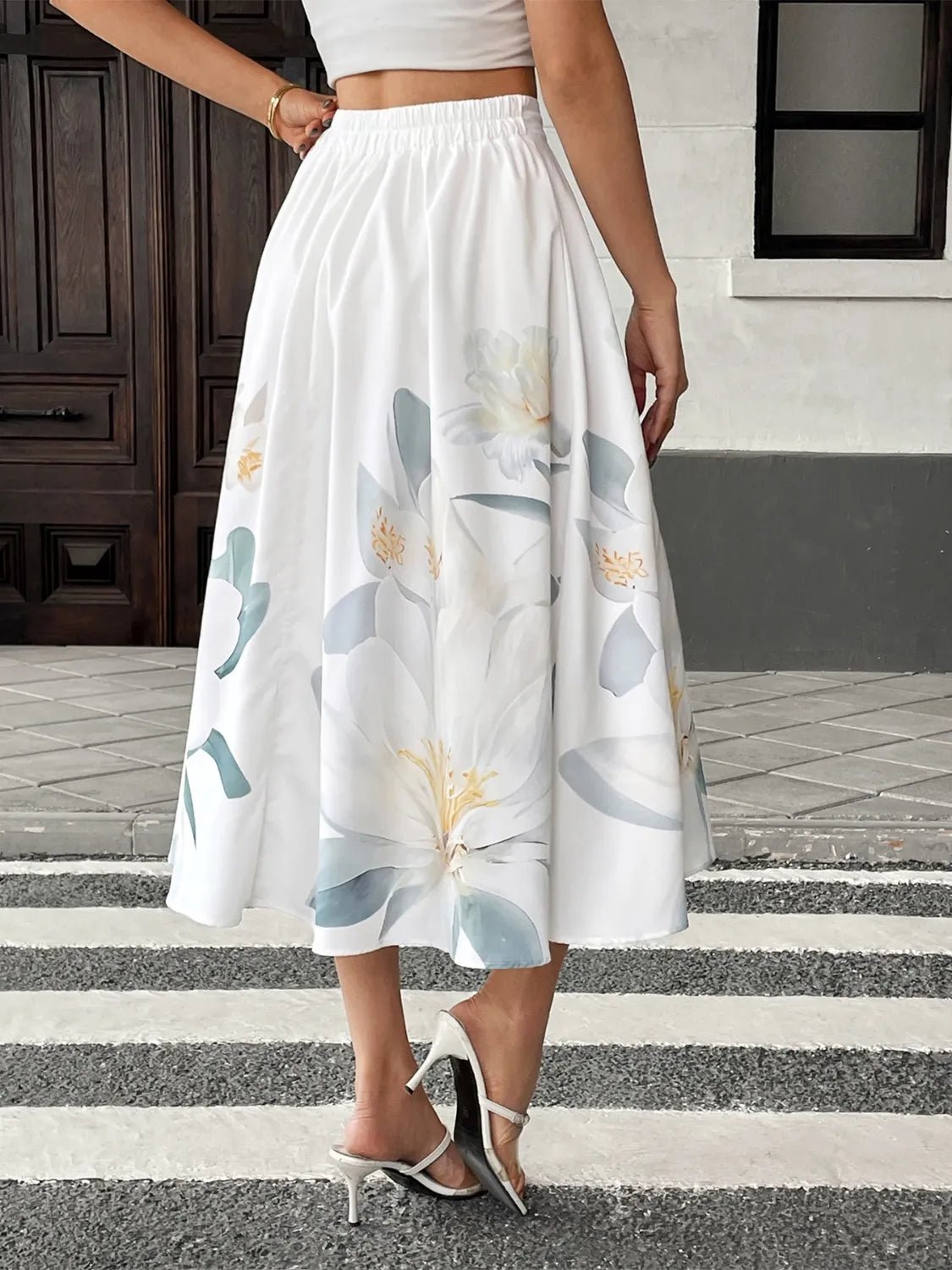 Floral Print Midi Skirt - adritiX