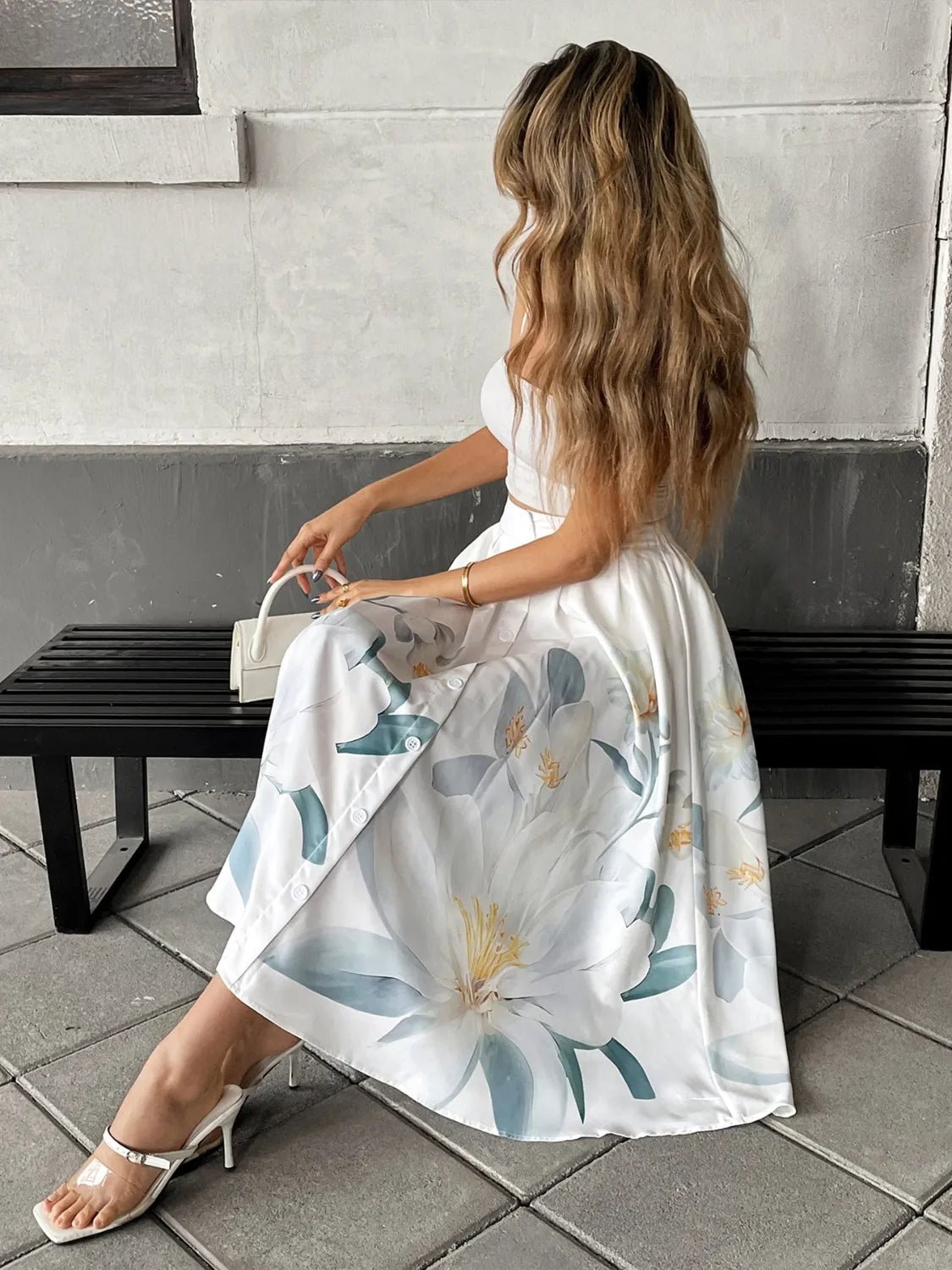 Floral Print Midi Skirt - adritiX