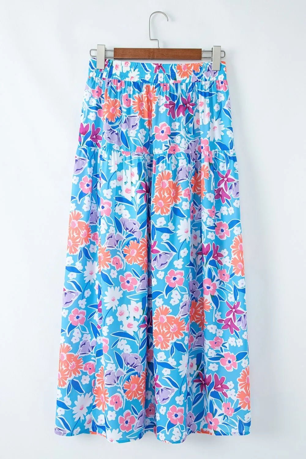 Floral Printed High Waist Split Skirt - adritiX