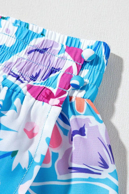 Floral Printed High Waist Split Skirt - adritiX