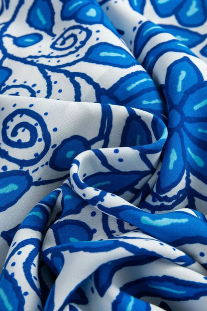 Floral Printed Spaghetti Strap Maxi Dress with Waist Tie - adritiX