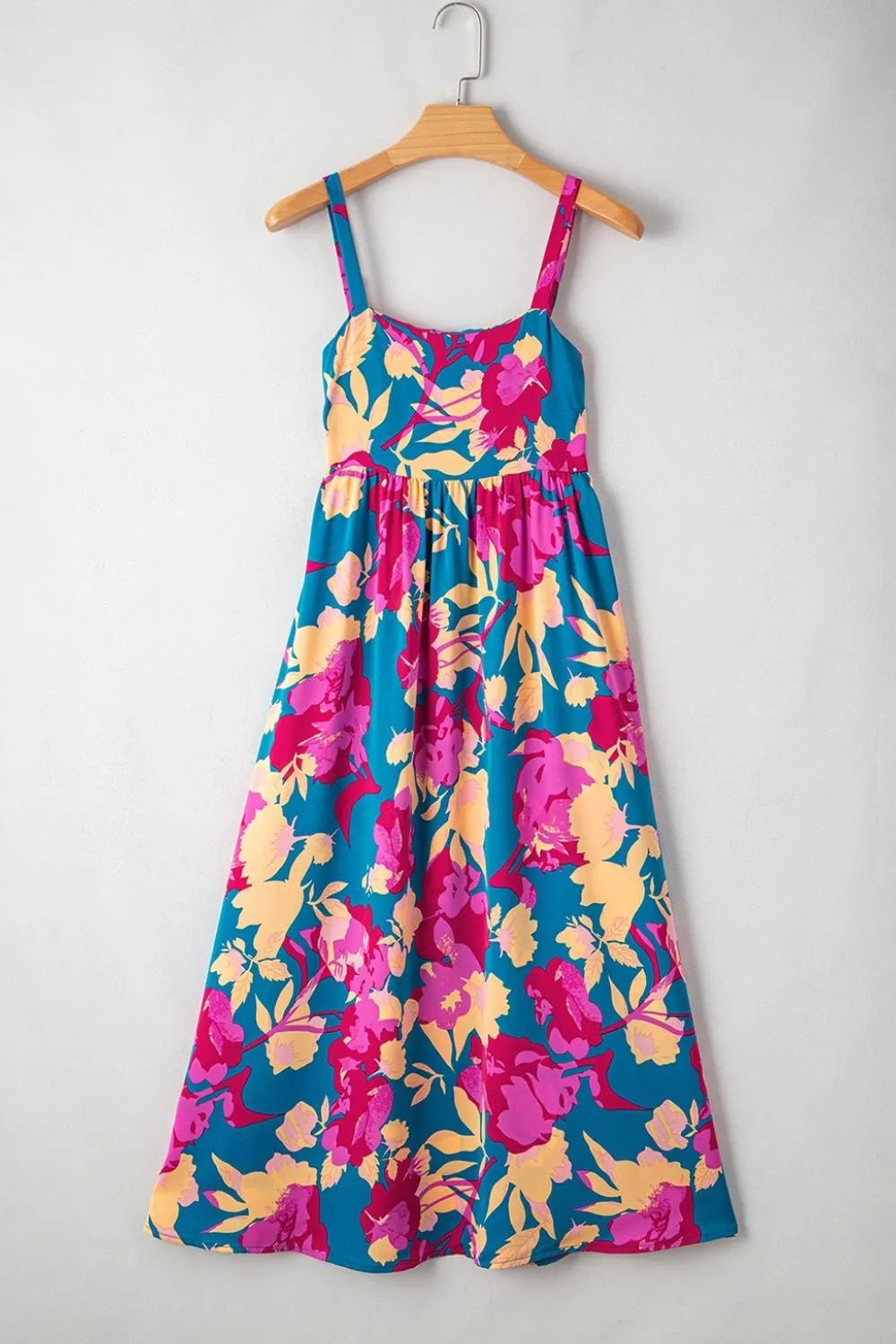 Floral Square Neck Cami Dress with Pockets - adritiX