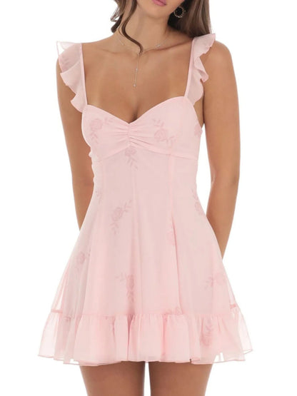 Floral Sweetheart Ruffled Cami Mini Dress - adritiX