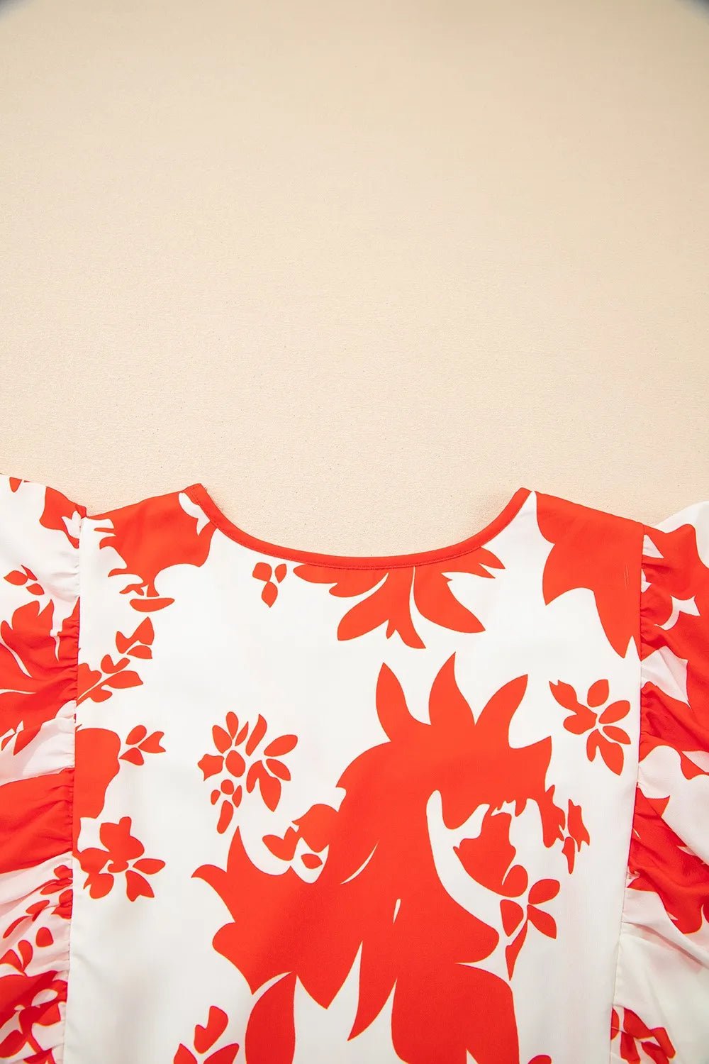 Floral V - Neck Summer Midi Dress - adritiX