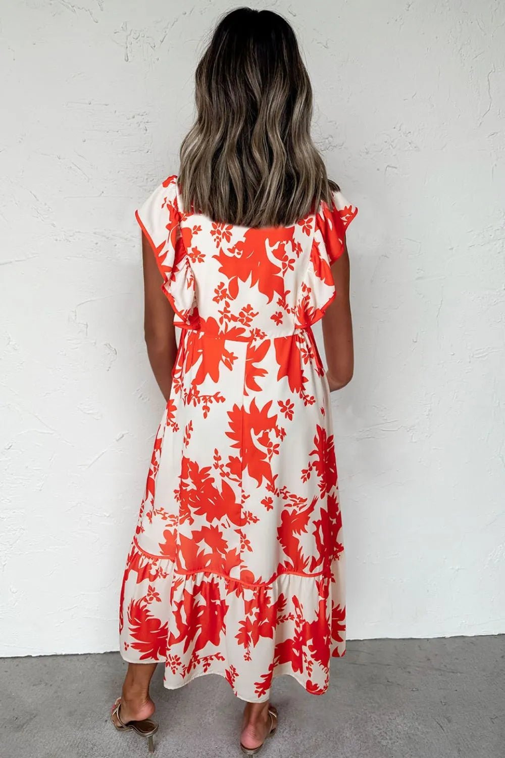 Floral V - Neck Summer Midi Dress - adritiX