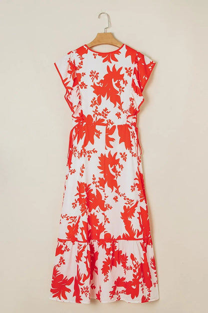 Floral V - Neck Summer Midi Dress - adritiX