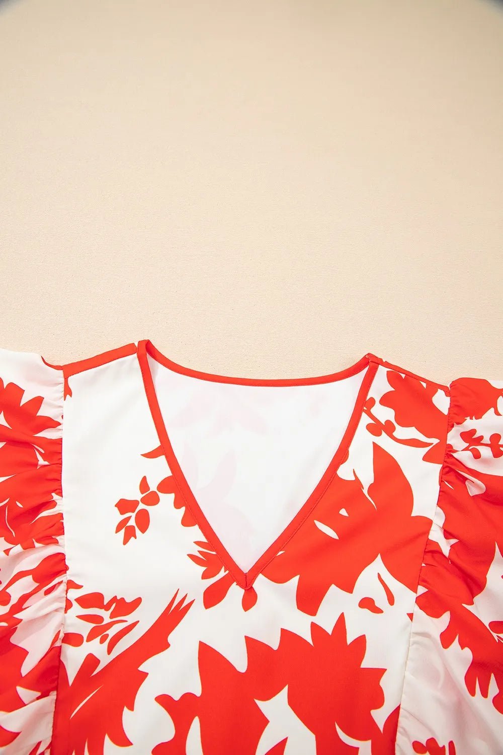 Floral V - Neck Summer Midi Dress - adritiX
