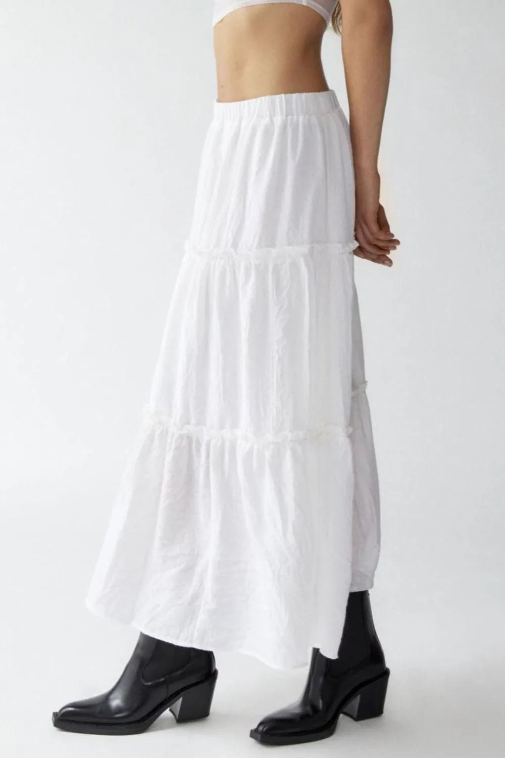 Frill Elastic Waist Skirt - adritiX