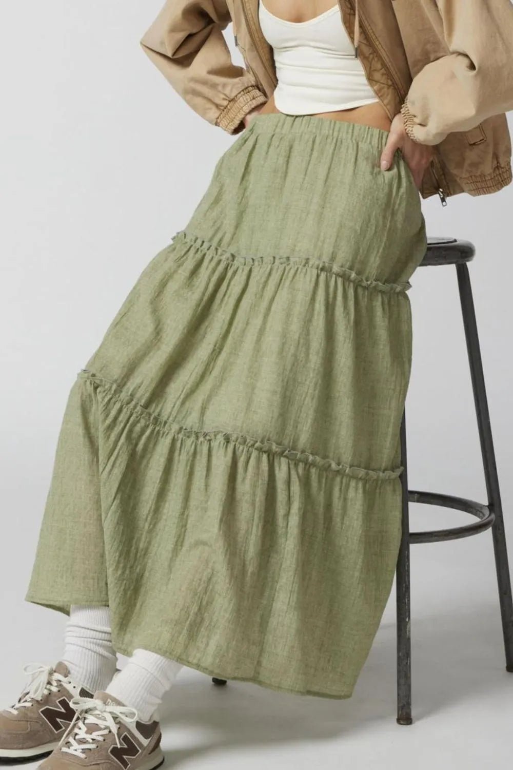 Frill Elastic Waist Skirt - adritiX