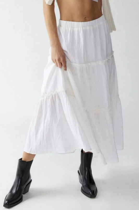 Frill Elastic Waist Skirt - adritiX