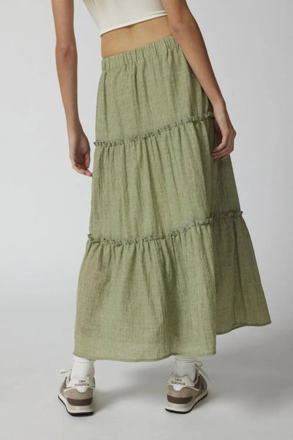 Frill Elastic Waist Skirt - adritiX