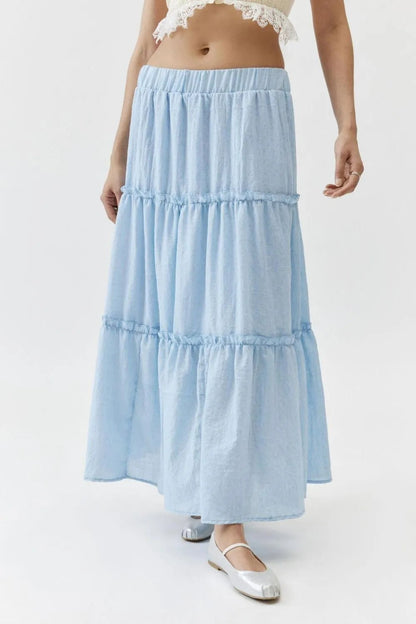 Frill Elastic Waist Skirt - adritiX