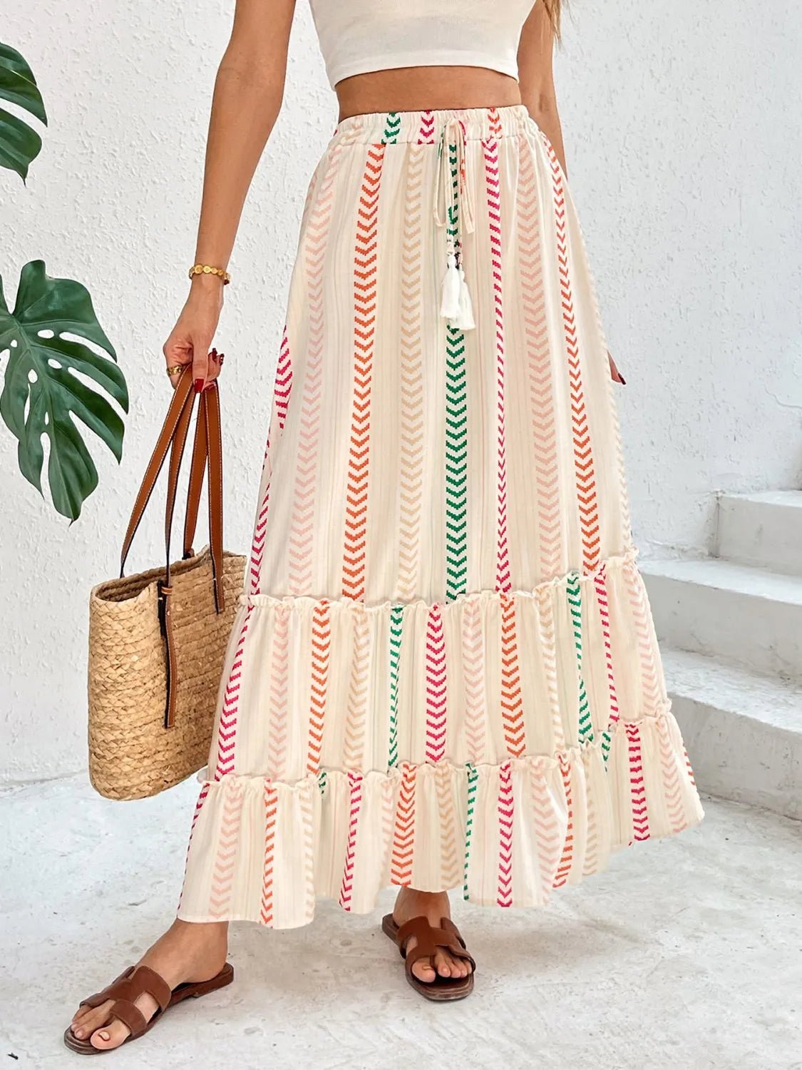 Frill Printed Maxi Skirt - adritiX