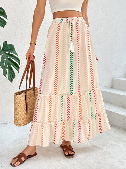 Frill Printed Maxi Skirt - adritiX