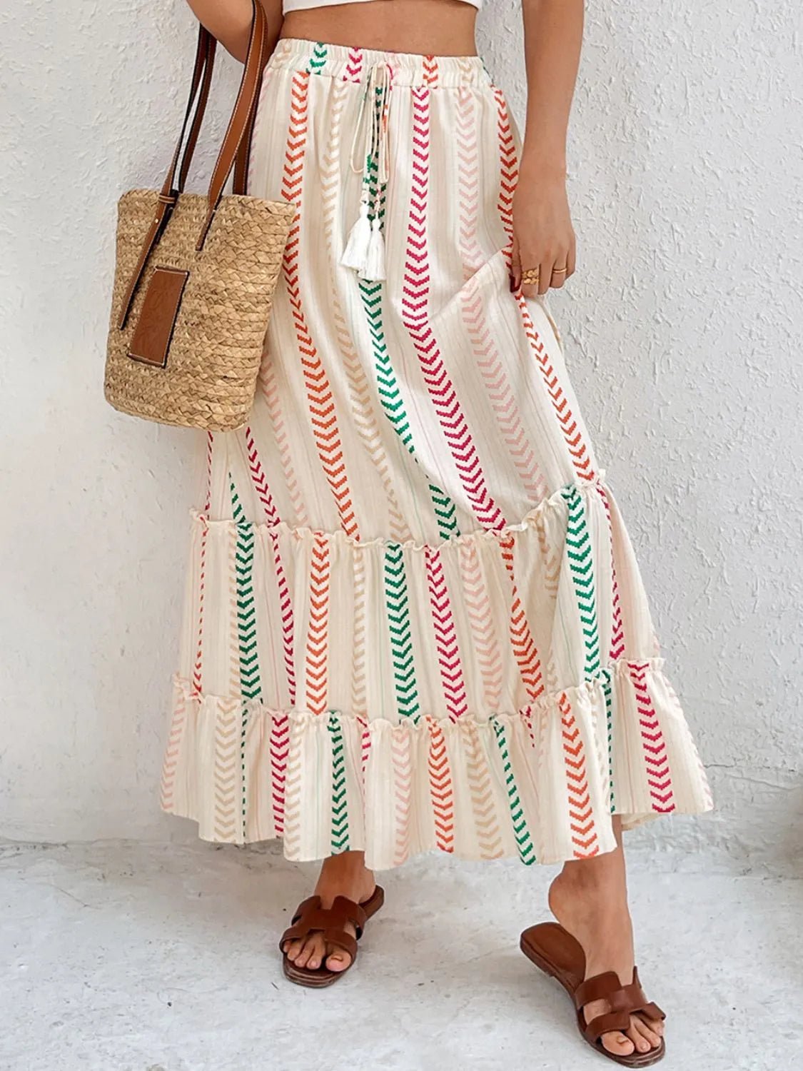 Frill Printed Maxi Skirt - adritiX