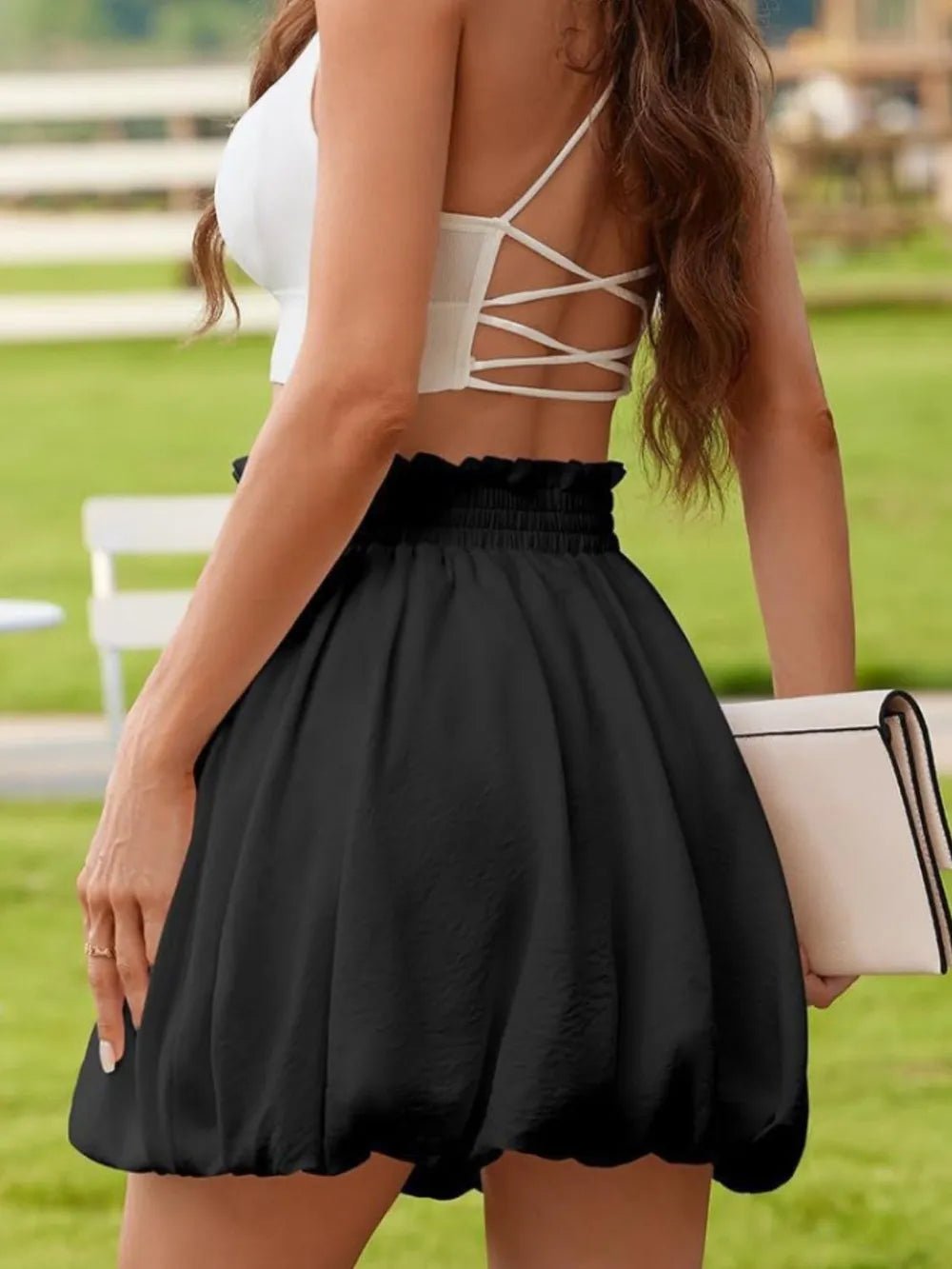 Frill Smocked Mini Skirt - adritiX