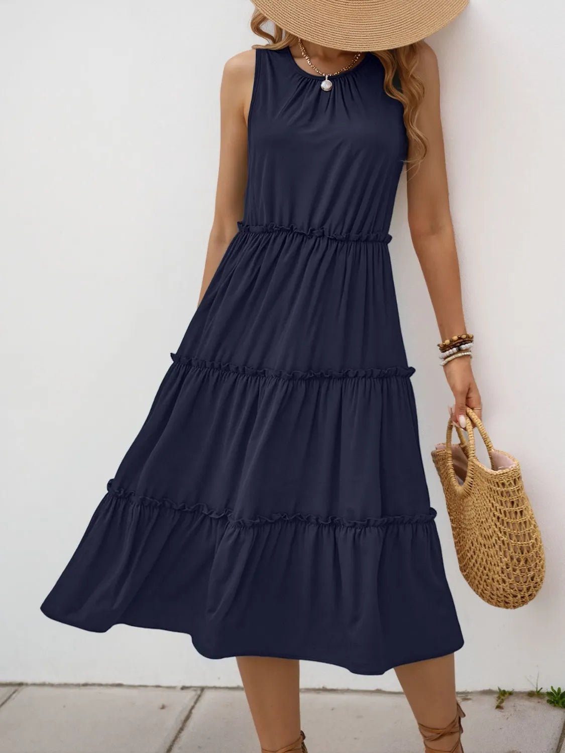 Frill Tiered Midi Dress - adritiX