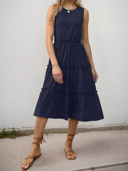 Frill Tiered Midi Dress - adritiX