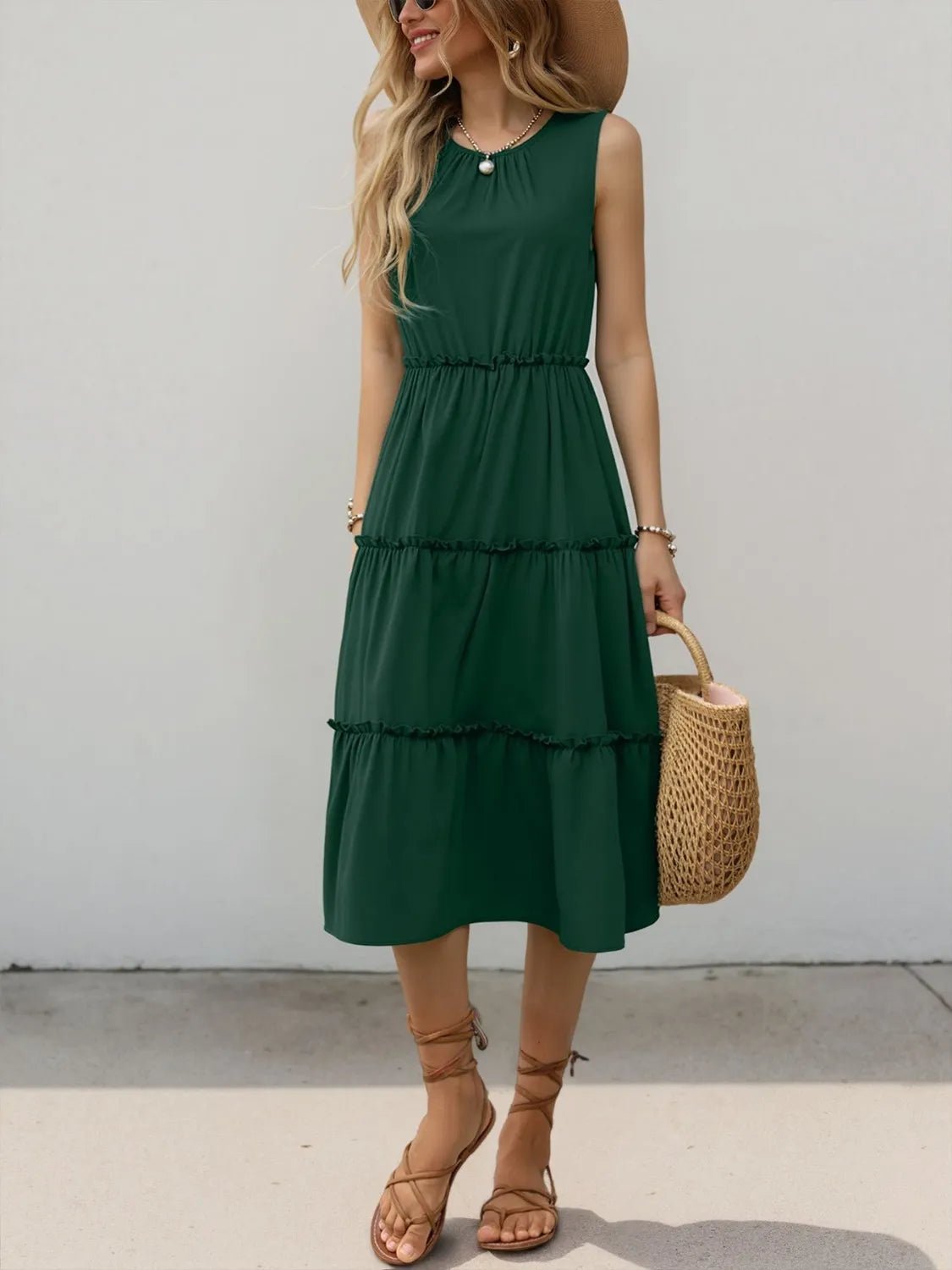 Frill Tiered Midi Dress - adritiX