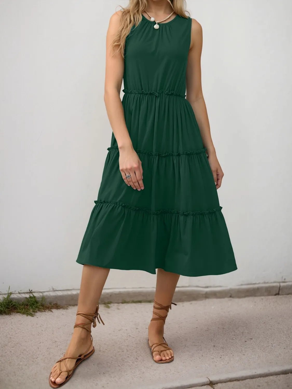 Frill Tiered Midi Dress - adritiX
