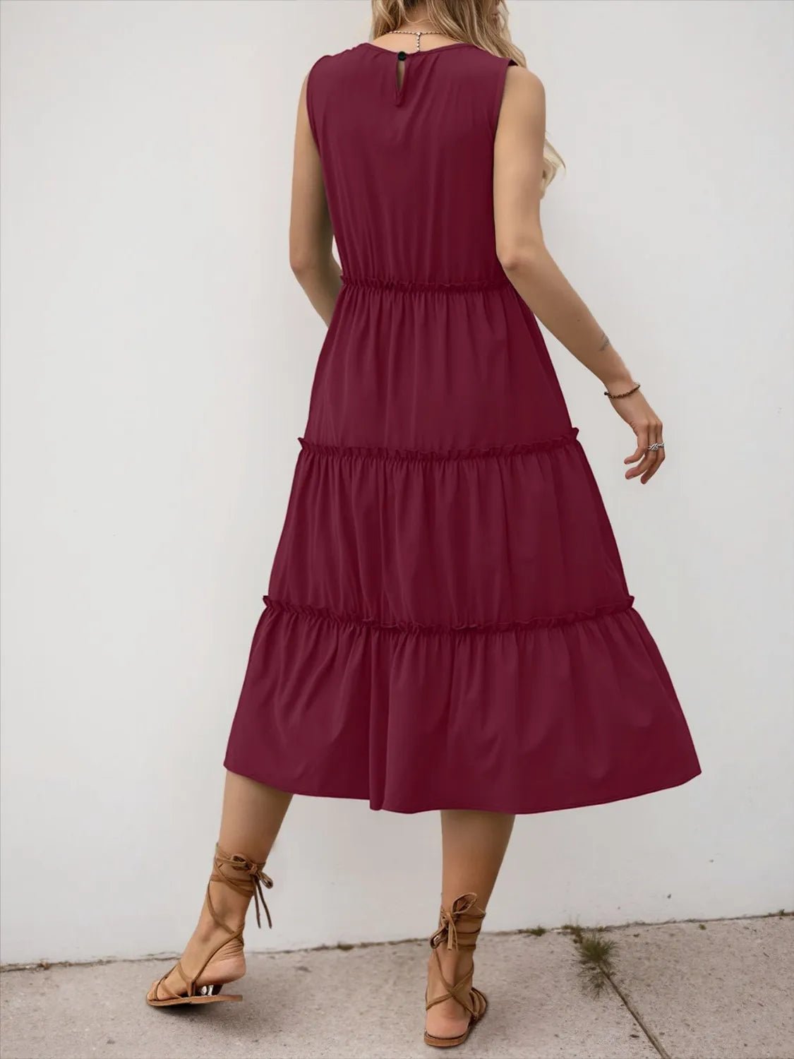 Frill Tiered Midi Dress - adritiX