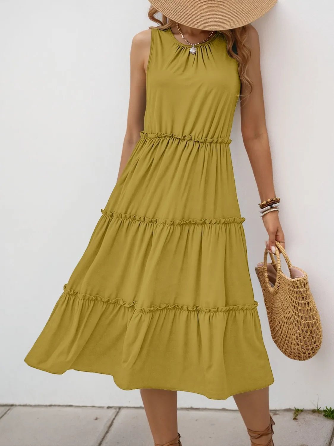 Frill Tiered Midi Dress - adritiX