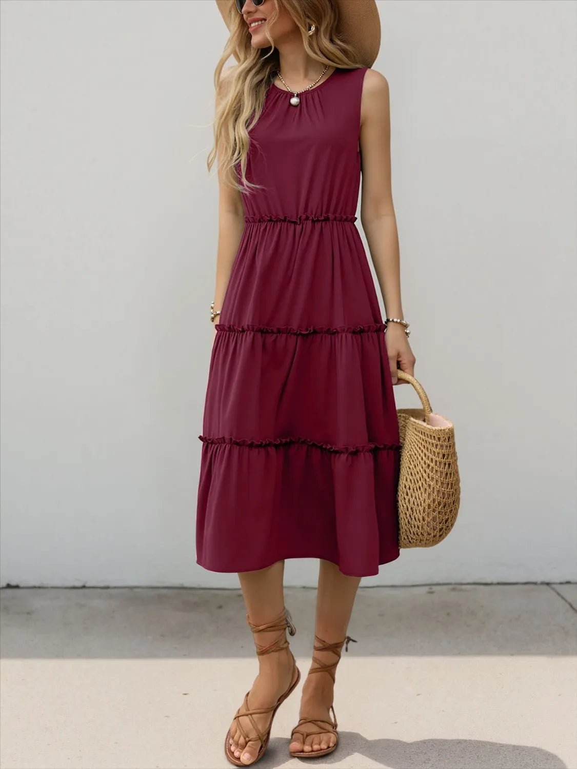 Frill Tiered Midi Dress - adritiX